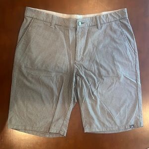 Adidas, Mens 36”, gray golf shorts.